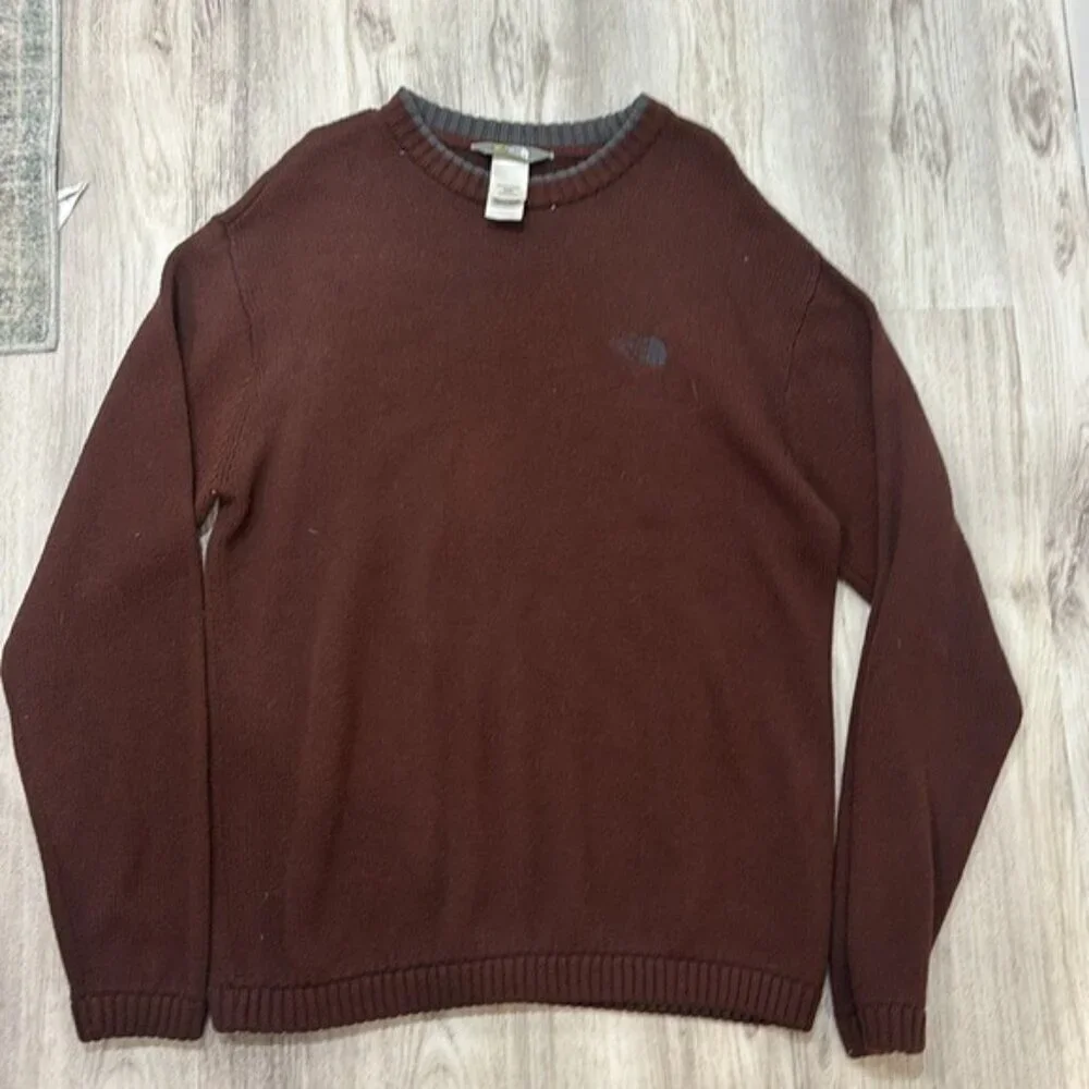 The North Face Men's Dark Brown Crewneck Sweater wool blend size medium